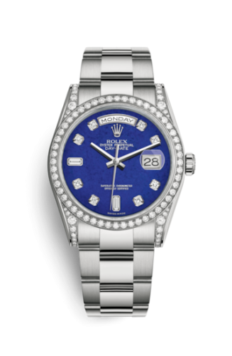 Rolex Day-Date 36 White Gold Diamonds / President / Lapis 118389-0086