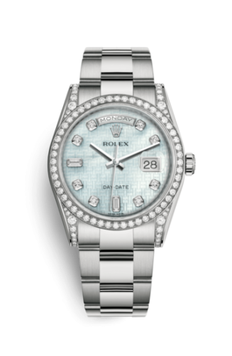 Rolex Day-Date 36 White Gold Diamond / Oyster / Oxford MOP 118389-0096