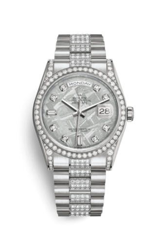 Rolex Day-Date 36 White Gold Diamonds / President Diamonds / Meteorite 118389-0101