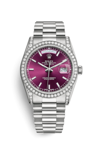 Rolex Day-Date 36 White Gold Diamonds / President / Cherry 118389-0106