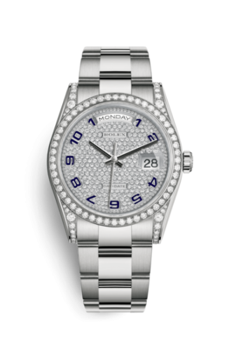 Rolex Day-Date 36 White Gold Diamonds / Oyster / Paved 118389-0123