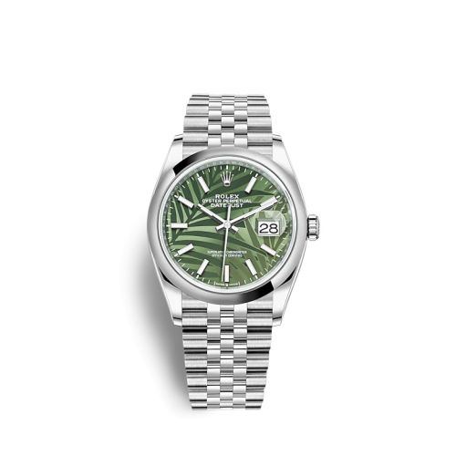 Rolex Datejust 36 Stainless Steel / Domed / Green Palm / Jubilee 126200-0019