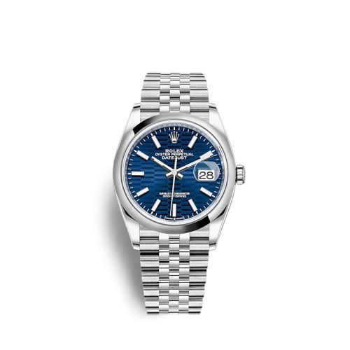 Rolex Datejust 36 Stainless Steel / Domed / Blue - Fluted / Jubilee 126200-0021