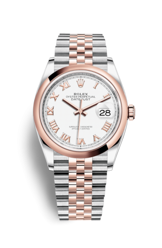 Rolex Datejust 36 Stainless Steel / Everose / Smooth / White Roman / Jubilee 126201-0015