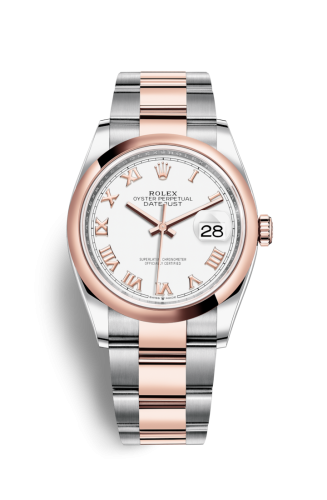 Rolex Datejust 36 Stainless Steel / Everose / Smooth / White Roman / Oyster 126201-0016