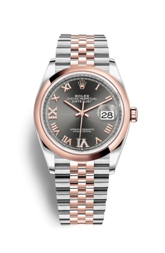 Rolex Datejust 36 Stainless Steel / Everose / Smooth / Slate Roman Diamond / Jubilee 126201-0023