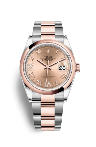 Rolex Datejust 36 Stainless Steel / Everose / Smooth / Rose Roman Diamond / Oyster 126201-0028