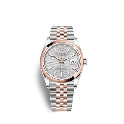 Rolex Datejust 36 Stainless Steel / Everose / Domed / Silver - Fluted / Jubilee 126201-0033
