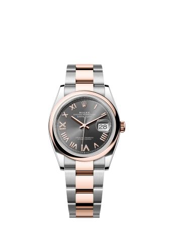 Rolex Datejust 36 Stainless Steel - Everose - Smooth / Slate Roman / Oyster 126201-0048