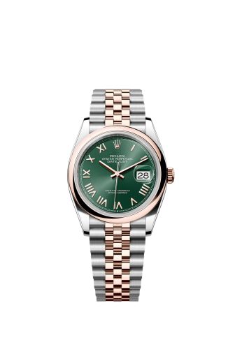 Rolex Datejust 36 Stainless Stainless Steel - Everose - Domed / Mint Green Roman / Jubilee 126201-0051
