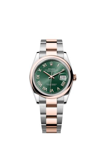Rolex Datejust 36 Stainless Stainless Steel - Everose - Domed / Mint Green Roman / Oyster 126201-0052