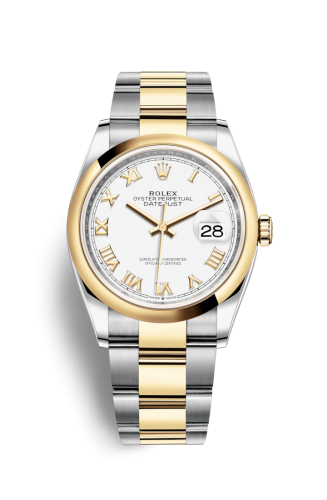 Rolex Datejust 36 Stainless Steel / Yellow Gold / Smooth / White Roman / Oyster 126203-0030