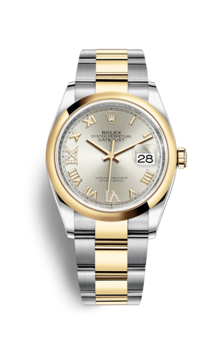 Rolex Datejust 36 Stainless Steel / Yellow Gold / Smooth / Silver Roman Diamond / Oyster 126203-0032