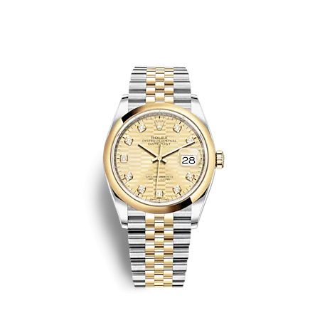 Rolex Datejust 36 Stainless Steel - Yellow Gold - Domed / Champagne - Fluted - Diamond / Jubilee 126203-0045