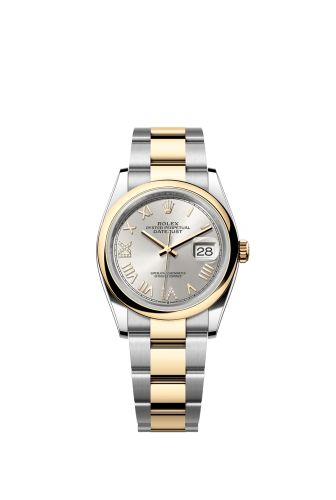 Rolex Datejust 36 Stainless Steel - Yellow Gold - Domed / Silver Roman Diamond / Oyster 126203-0052