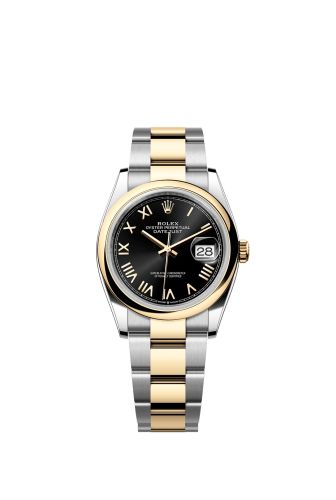Rolex Datejust 36 Stainless Steel - Yellow Gold - Domed / Black Roman / Oyster 126203-0056