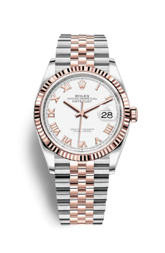Rolex Datejust 36 Stainless Steel / Everose / Fluted / White Roman / Jubilee 126231-0015
