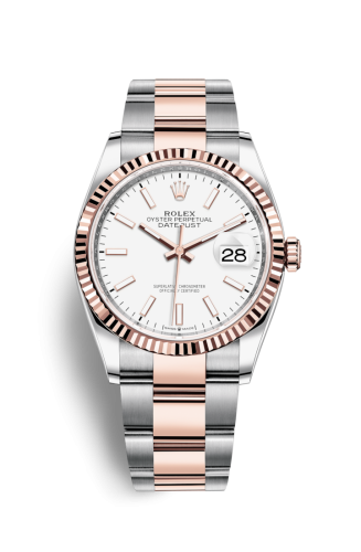 Rolex Datejust 36 Stainless Steel / Everose / Fluted / White / Oyster 126231-0018