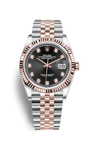 Rolex Datejust 36 Stainless Steel / Everose / Fluted / Black Diamond / Jubilee 126231-0019