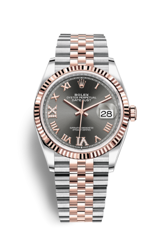 Rolex Datejust 36 Stainless Steel / Everose / Fluted / Slate Roman Diamond / Jubilee 126231-0023