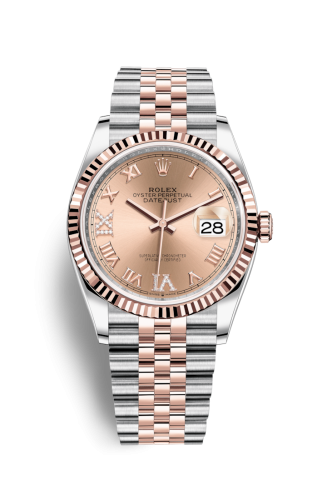 Rolex Datejust 36 Stainless Steel / Everose / Fluted / Rose Roman Diamond / Jubilee 126231-0027