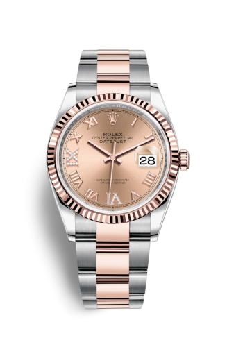 Rolex Datejust 36 Stainless Steel / Everose / Fluted / Rose Roman Diamond / Oyster 126231-0028