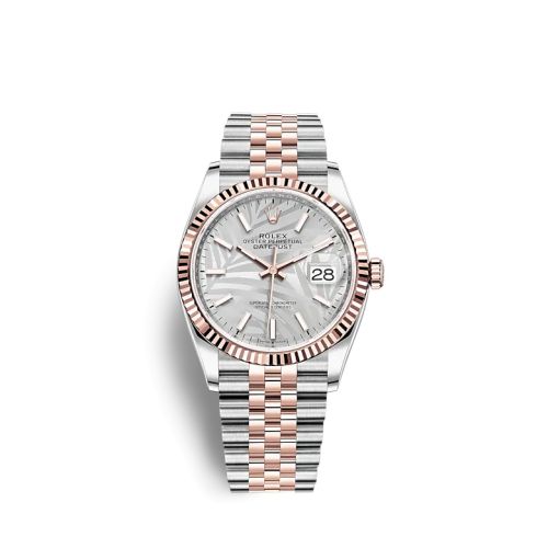 Rolex Datejust 36 Stainless Steel / Everose / Fluted / Silver - Palm / Jubilee 126231-0031