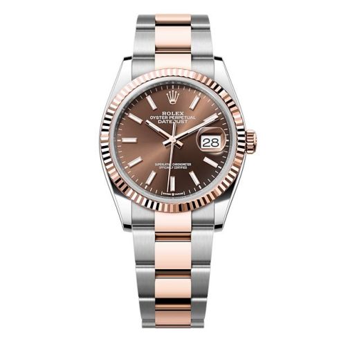 Rolex Datejust 36 Stainless Steel - Everose - Fluted / Chocolate / Oyster 126231-0044
