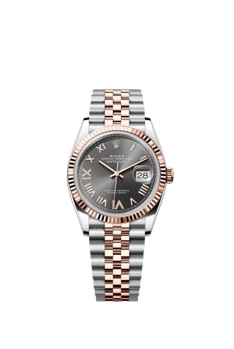 Rolex Datejust 36 Stainless Steel - Everose - Fluted / Slate Roman / Jubilee 126231-0047