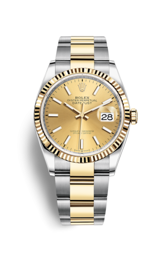 Rolex Datejust 36 Stainless Steel / Yellow Gold / Fluted / Champagne / Oyster 126233-0016