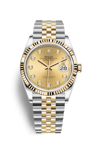 Rolex Datejust 36 Stainless Steel / Yellow Gold / Fluted / Champagne Diamond / Jubilee 126233-0017