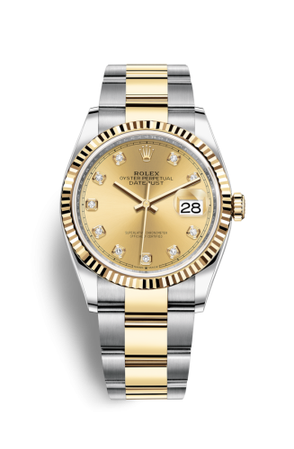 Rolex Datejust 36 Stainless Steel / Yellow Gold / Fluted / Champagne Diamond / Oyster 126233-0018