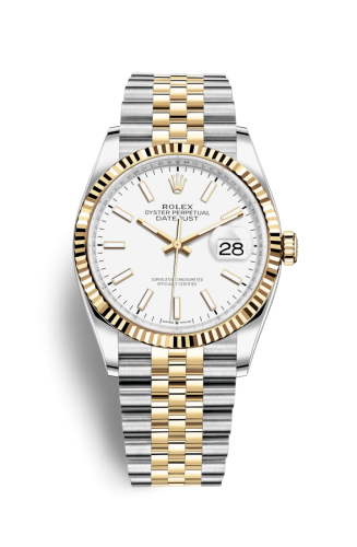 Rolex Datejust 36 Stainless Steel / Yellow Gold / Fluted / White / Jubilee 126233-0019