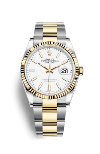 Rolex Datejust 36 Stainless Steel / Yellow Gold / Fluted / White / Oyster 126233-0020