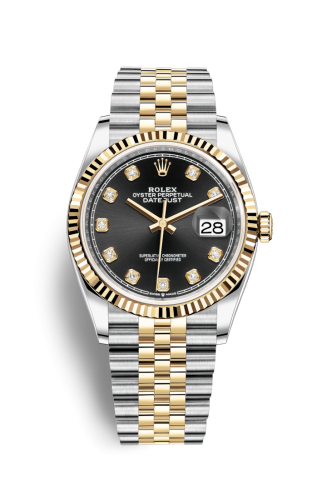 Rolex Datejust 36 Stainless Steel / Yellow Gold / Fluted / Black Diamond / Jubilee 126233-0021