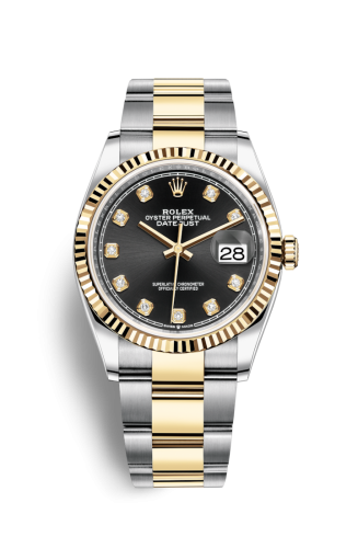 Rolex Datejust 36 Stainless Steel / Yellow Gold / Fluted / Black Diamond / Oyster 126233-0022