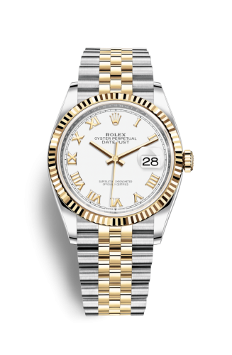Rolex Datejust 36 Stainless Steel / Yellow Gold / Fluted / White Roman / Jubilee 126233-0029
