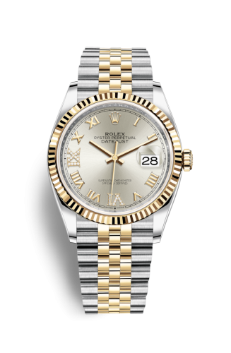 Rolex Datejust 36 Stainless Steel / Yellow Gold / Fluted / Silver Roman Diamond / Jubilee 126233-0031