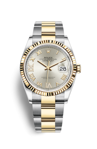 Rolex Datejust 36 Stainless Steel / Yellow Gold / Fluted / Silver Roman Diamond / Oyster 126233-0032