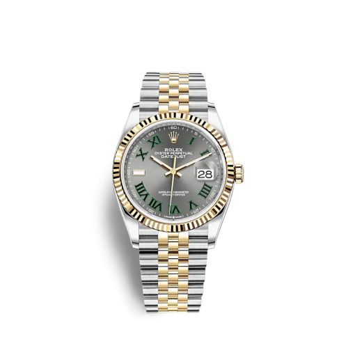 Rolex Datejust 36 Stainless Steel / Yellow Gold / Fluted / Slate - Roman / Jubilee 126233-0035