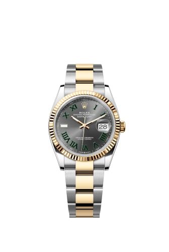 Rolex Datejust 36 Stainless Steel / Yellow Gold / Fluted / Slate - Roman / Jubilee 126233-0036