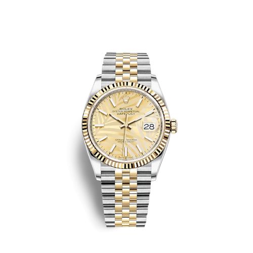 Rolex Datejust 36 Stainless Steel / Yellow Gold / Fluted / Champagne - Palm / Jubilee 126233-0037