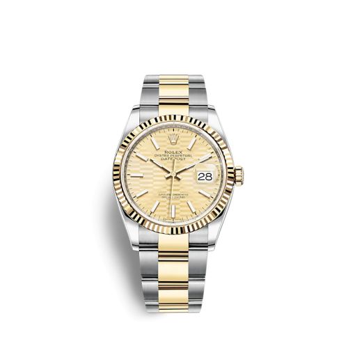 Rolex Datejust 36 Stainless Steel / Yellow Gold / Fluted / Champagne - Fluted / Oyster 126233-0040