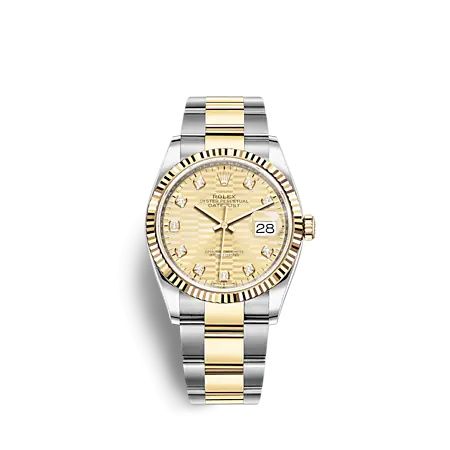 Rolex Datejust 36 Stainless Steel - Yellow Gold - Fluted / Champagne - Fluted - Diamond / Oyster 126233-0046