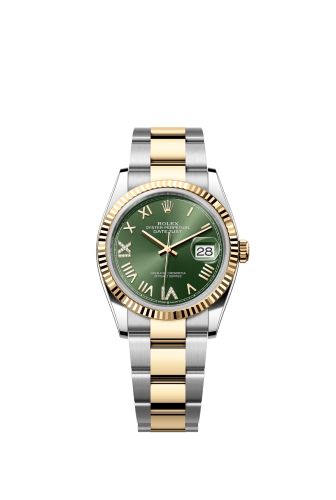 Rolex Datejust 36 Stainless Steel - Yellow Gold - Fluted / Olive Roman Diamond / Oyster 126233-0050