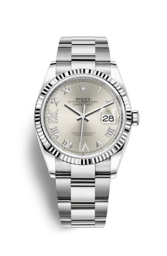 Rolex Datejust 36 Stainless Steel / Fluted / Silver Roman-Diamonds / Oyster 126234-0030