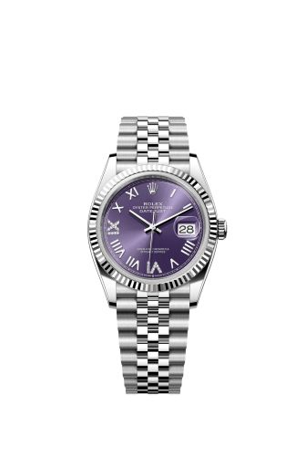 Rolex Datejust 36 Stainless Steel - Fluted / Aubergine Roman Diamond / Jubilee 126234-0063