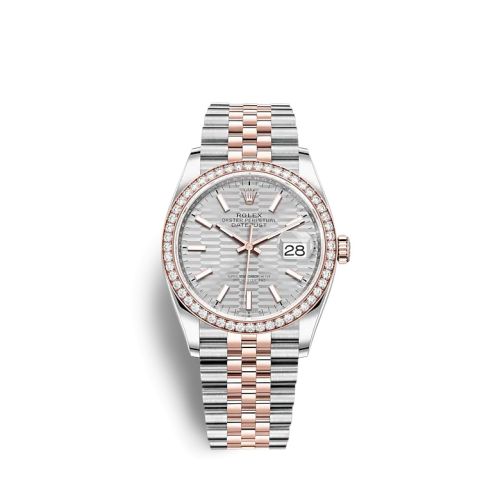 Rolex Datejust 36 Stainless Steel / Everose / Diamond / Silver - Fluted / Jubilee 126281RBR-0021