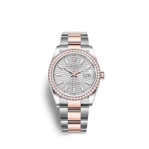 Rolex Datejust 36 Stainless Steel / Everose / Diamond / Silver - Fluted / Oyster 126281RBR-0022