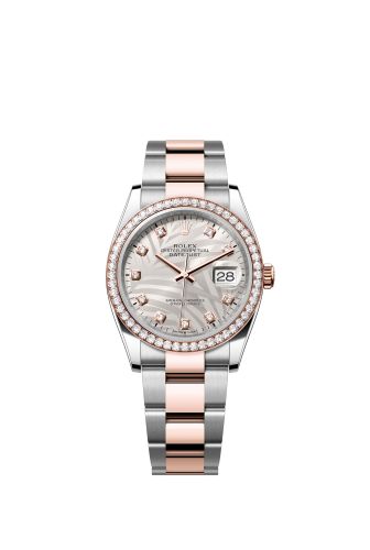 Rolex Datejust 36 Stainless Steel / Everose / Diamond / Silver - Palm - Diamond / Oyster 126281RBR-0026